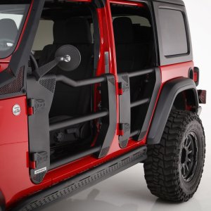 Jeep Wrangler JLU Door Replacements - Rear - Go Rhino - Trailline Tube Doors - Black textured powder coat - `18-`21